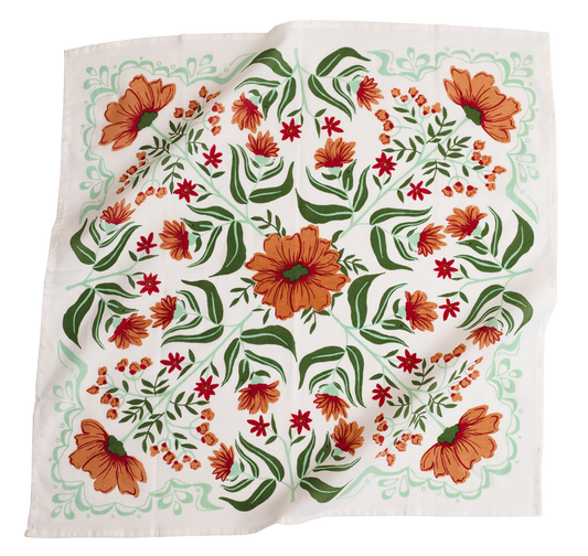 Cotton Bandana No. 031 Flora White