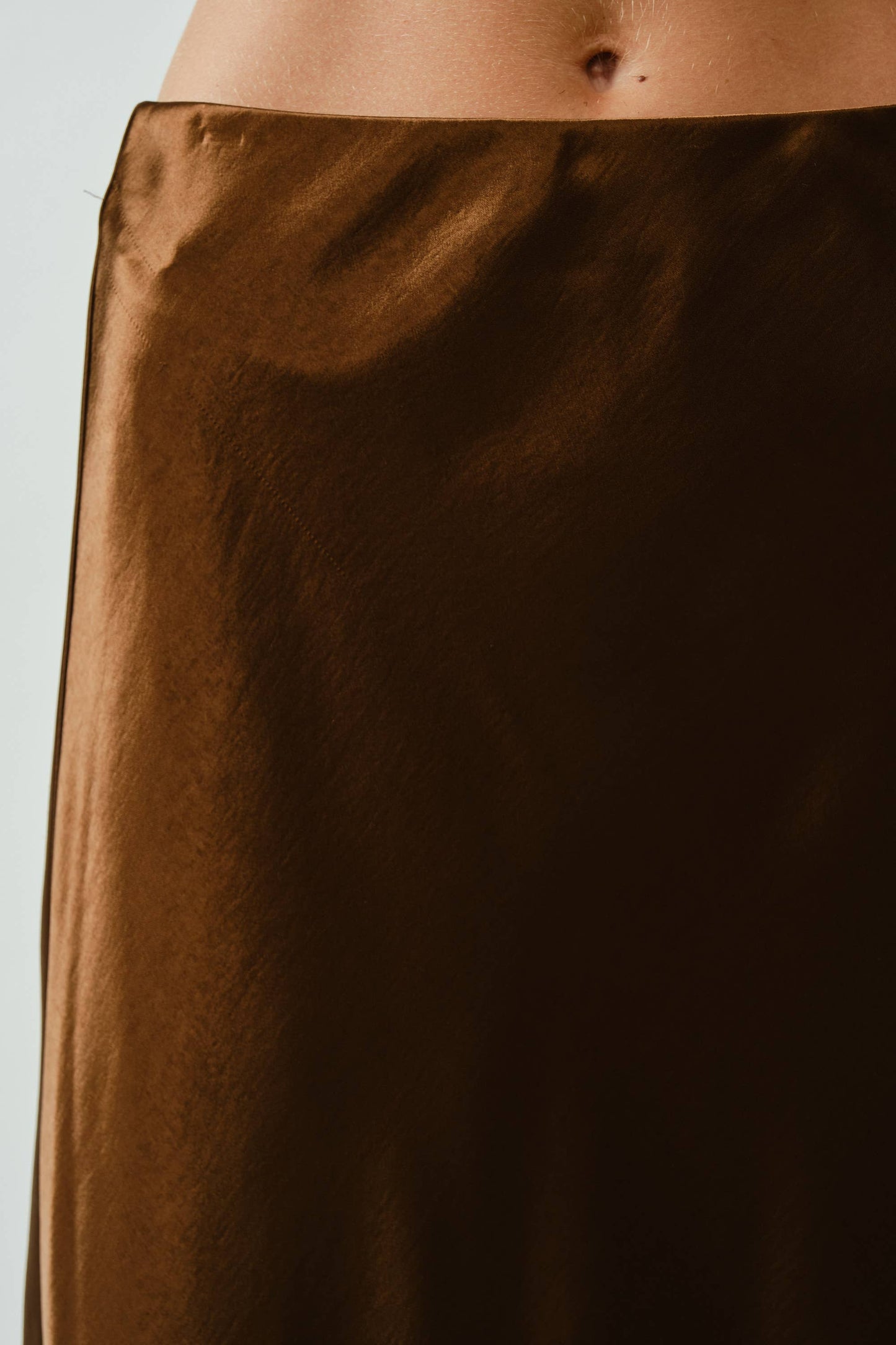 Satin A-Line Midi Skirt • Chocolate Brown
