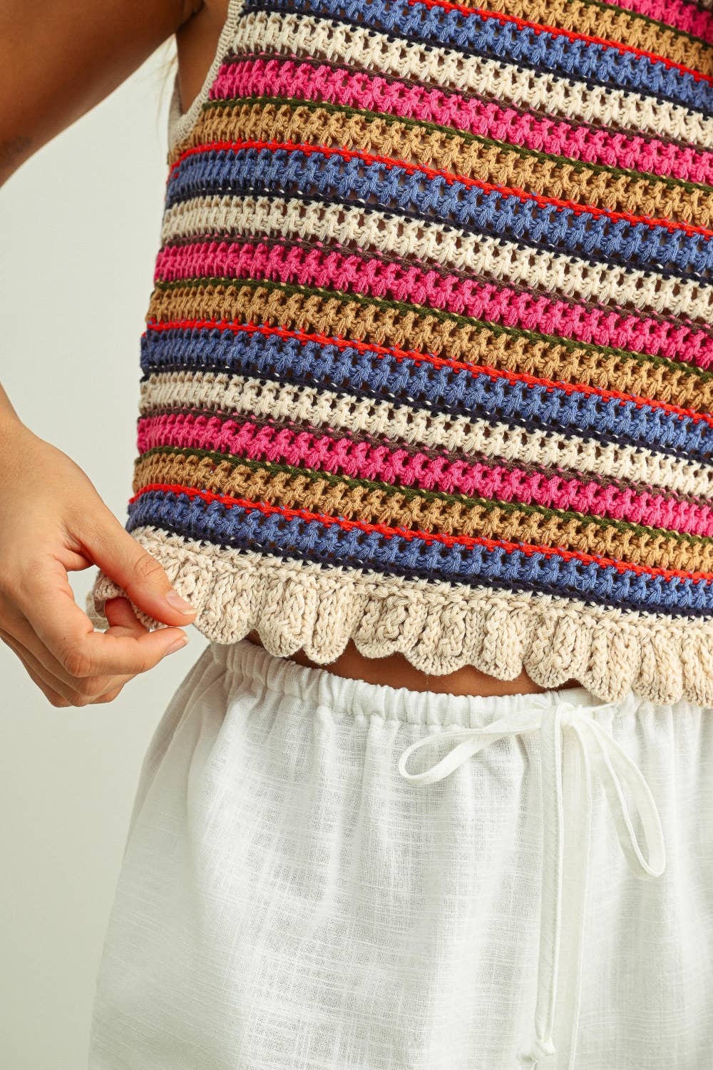 Sleeveless Striped Knit Top • Colorful