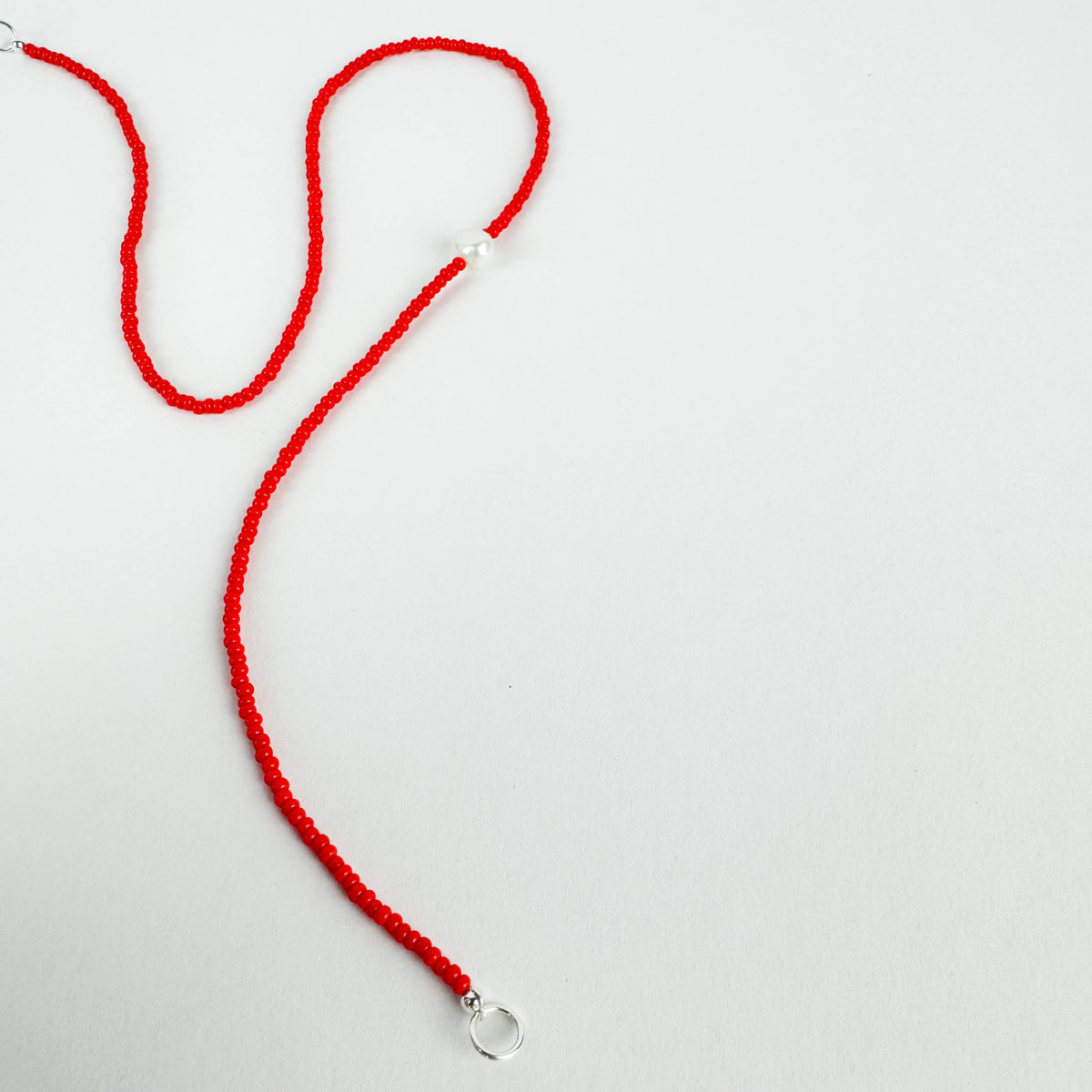 The Khadi Seed Bead Pearl Necklace • Red