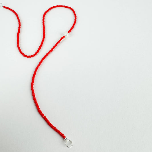The Khadi Seed Bead Pearl Necklace • Red