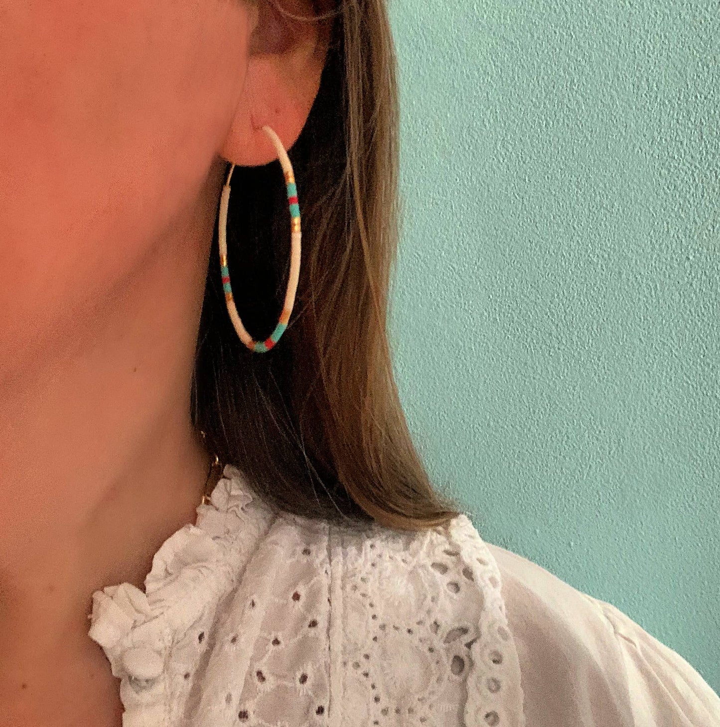 Gold Filled Hoops with Tiny Glass Seed Beads: Noir