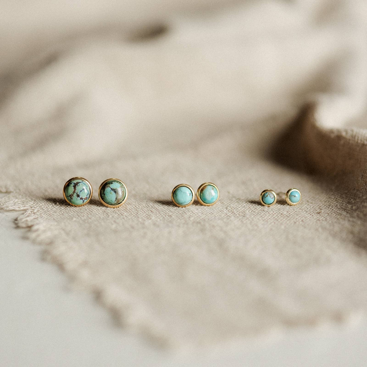 Common Form • Hyalite Stud Earrings • Brass & Turquoise