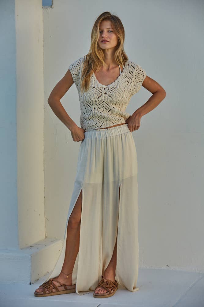 Cotton Crochet Top: Natural