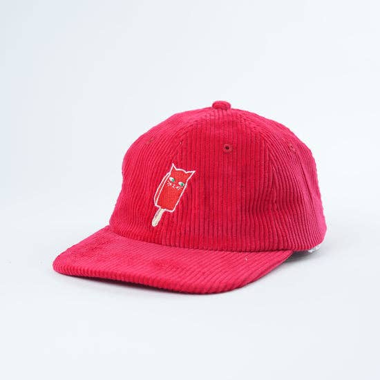 Catsicle Corduroy Adult Hat Red