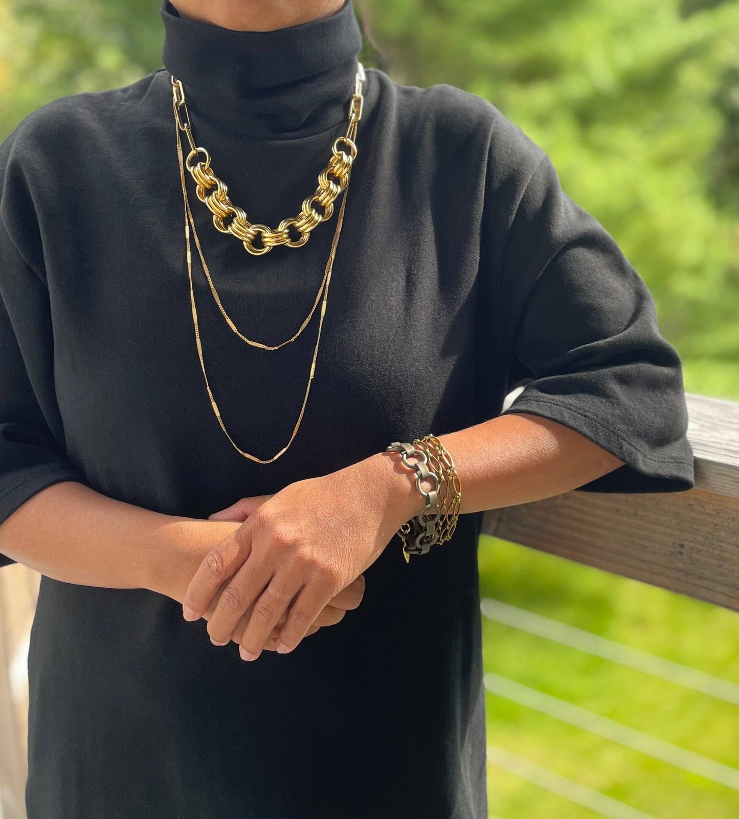 David Aubrey • Statement Chain Necklace • Matte Gold