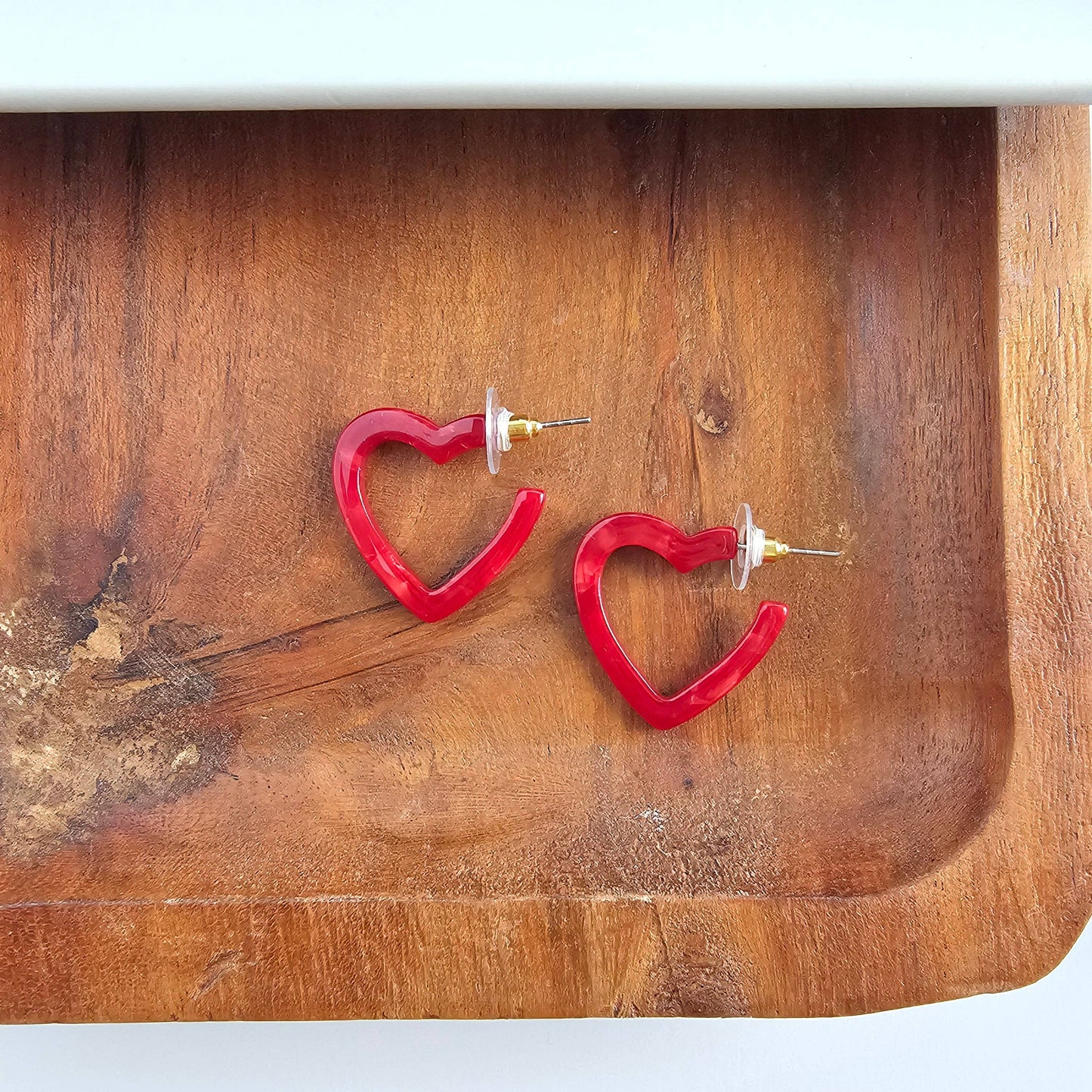 Mini Heart Hoops • Red
