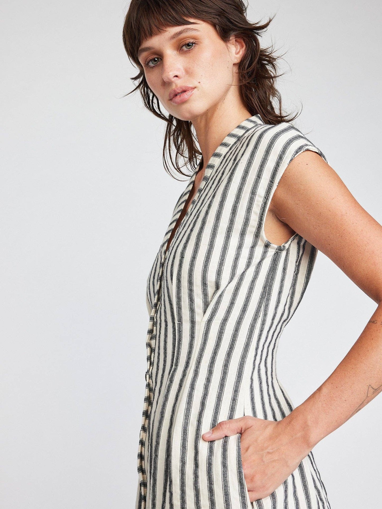 Self Contrast • Jamila Stripe Midi Dress • Black & White