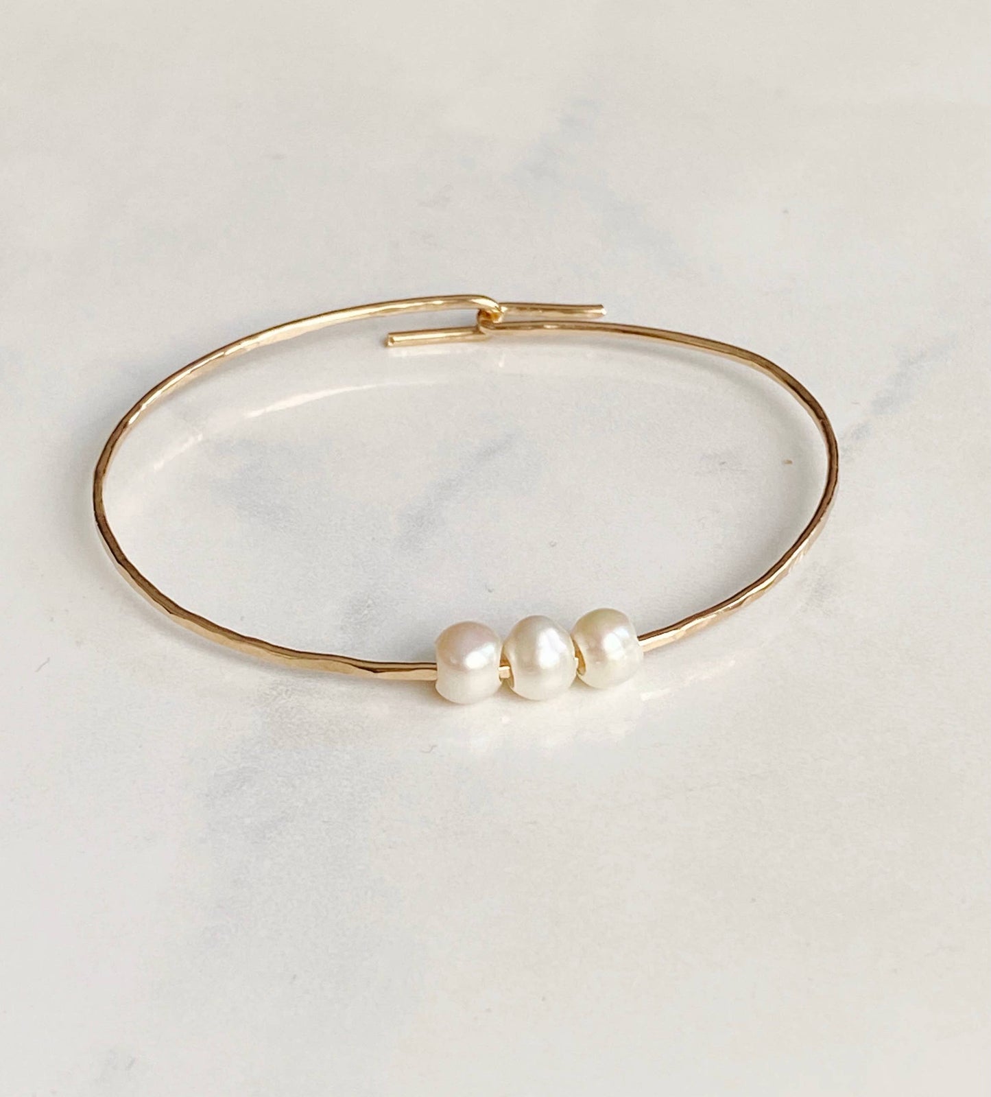 Sliding Pearl Cuff Bracelet • Gold Filled