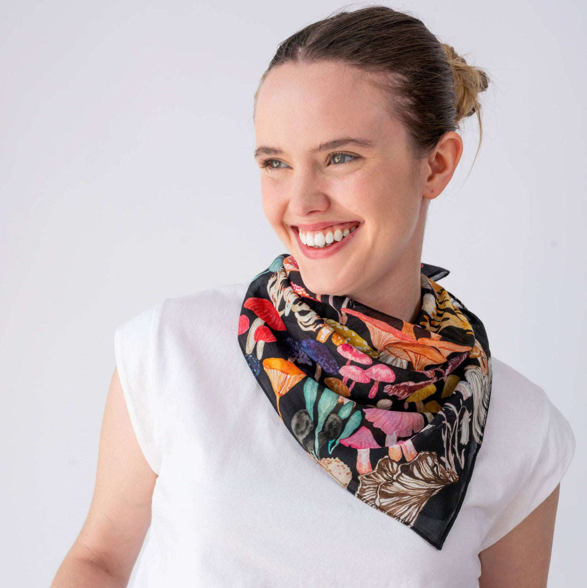 Betsy Olmsted Silk Cotton Bandana Mushroom Magic Black