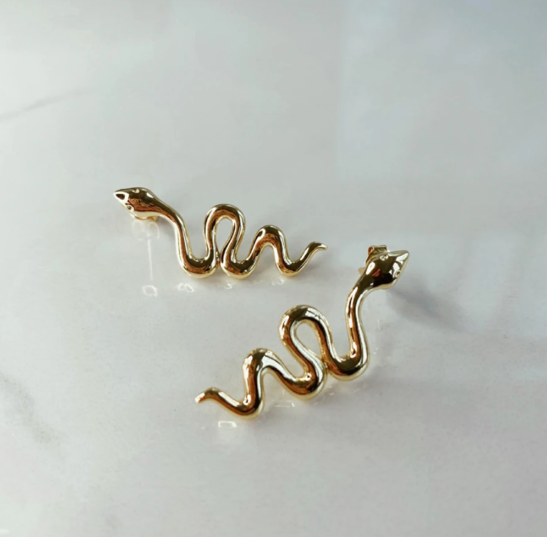 Snake Stud Earrings • Gold Filled