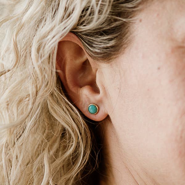 Common Form • Hyalite Stud Earrings • Brass & Turquoise