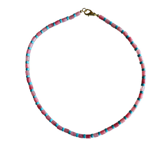 Dainty Cabana Gemstone Necklace • Coral