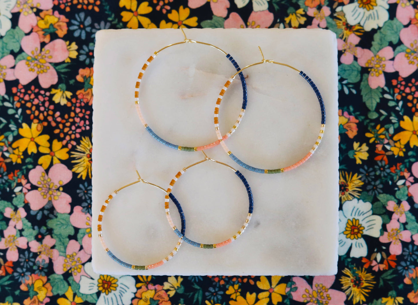 Beaded Hoop Earrings • Pocket Full of Posies • Large