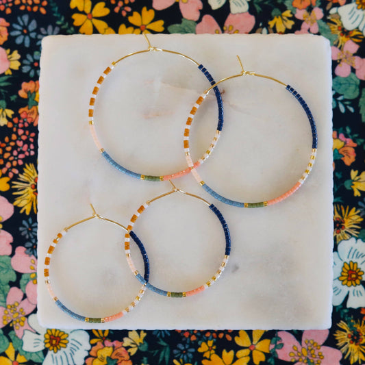 Beaded Hoop Earrings • Pocket Full of Posies • Pick Your Size