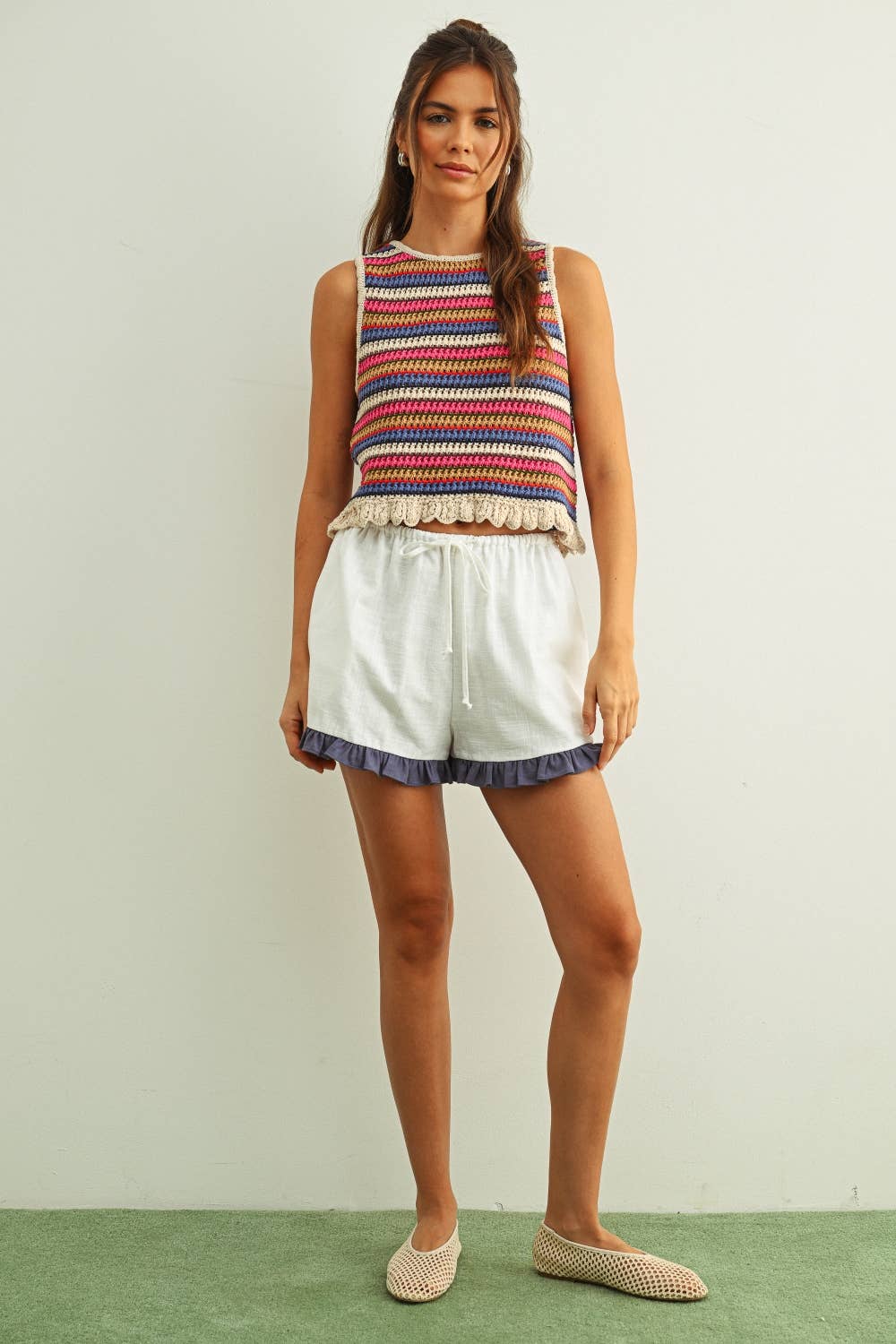 Sleeveless Striped Knit Top • Colorful