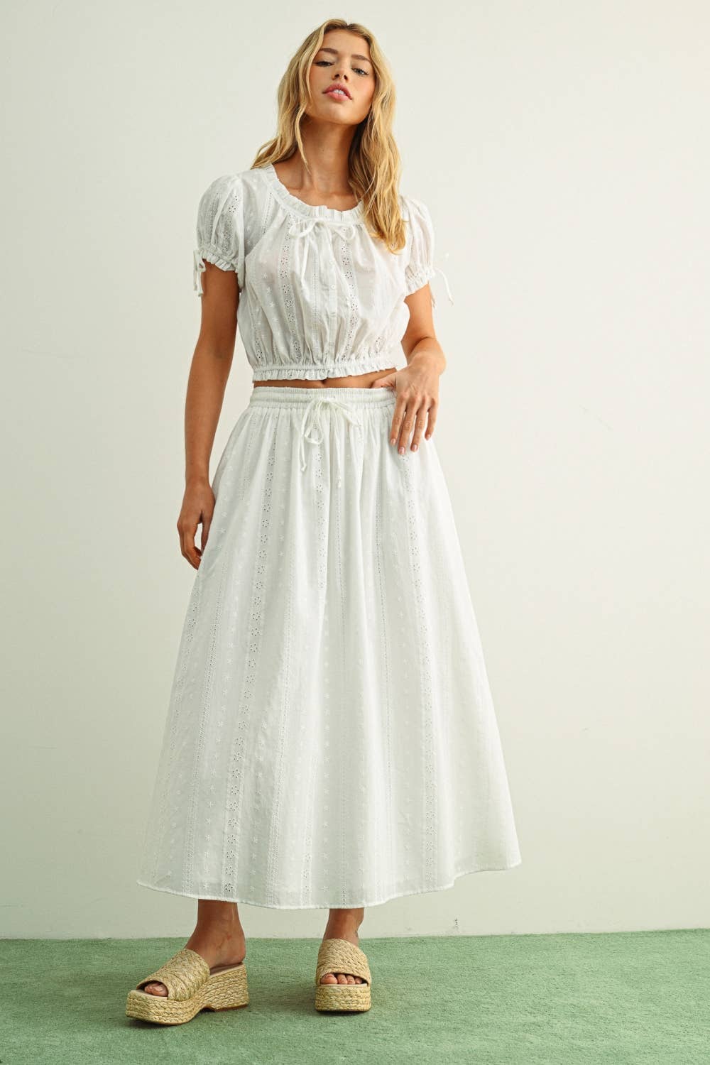 Cotton Eyelet Skirt • Ivory