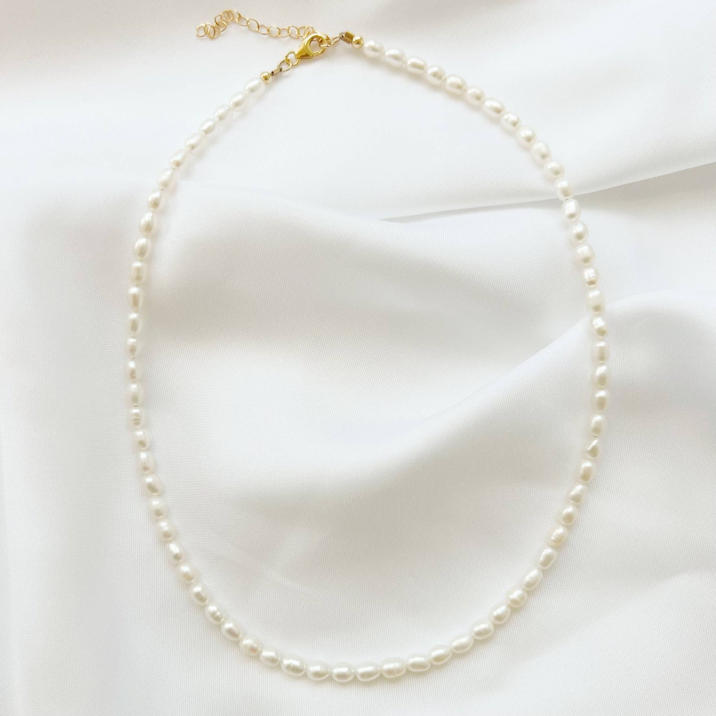 Sea Isle Freshwater Rice Pearl Beaded Necklace • Gold Filled
