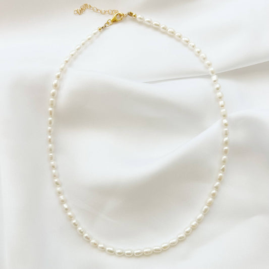 Sea Isle Freshwater Rice Pearl Beaded Necklace • Gold Filled