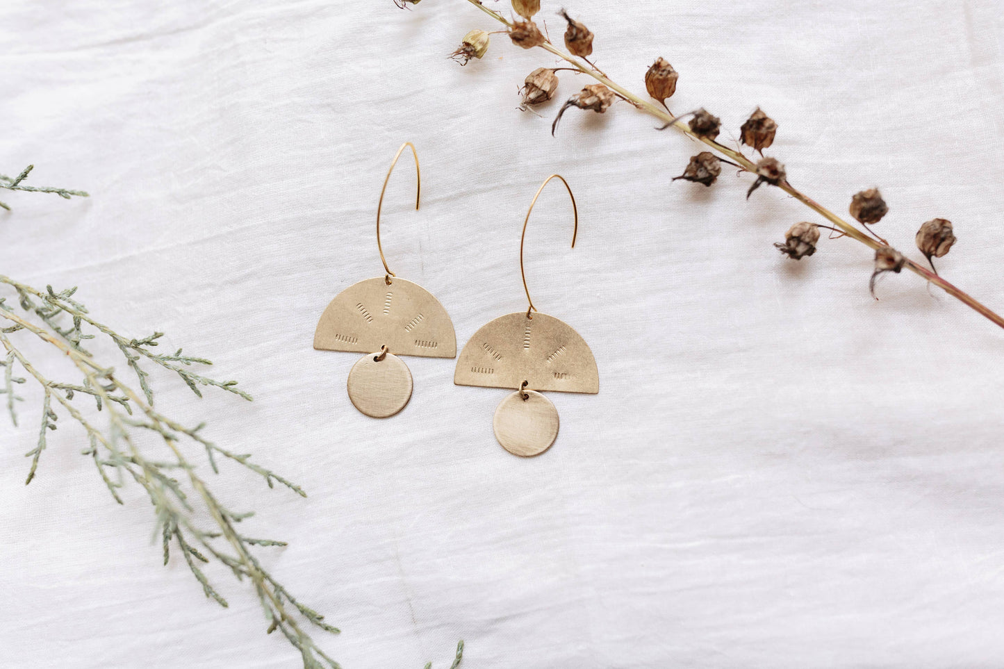 Found & Feral • Handcrafted Brass Stamped Dangle Earrings