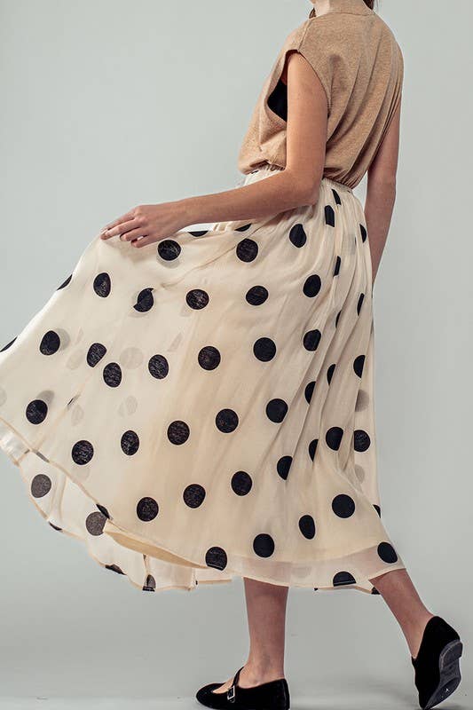 Polka Dot Midi Skirt • Cream