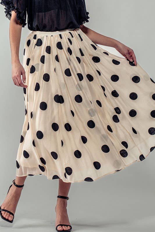 Polka Dot Midi Skirt • Cream
