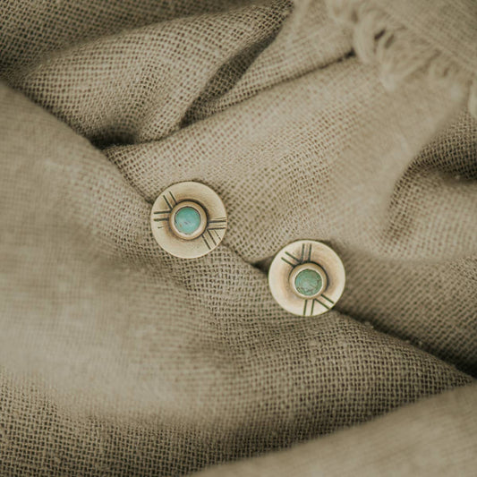 Madison Stud Earrings Brass & Turquoise