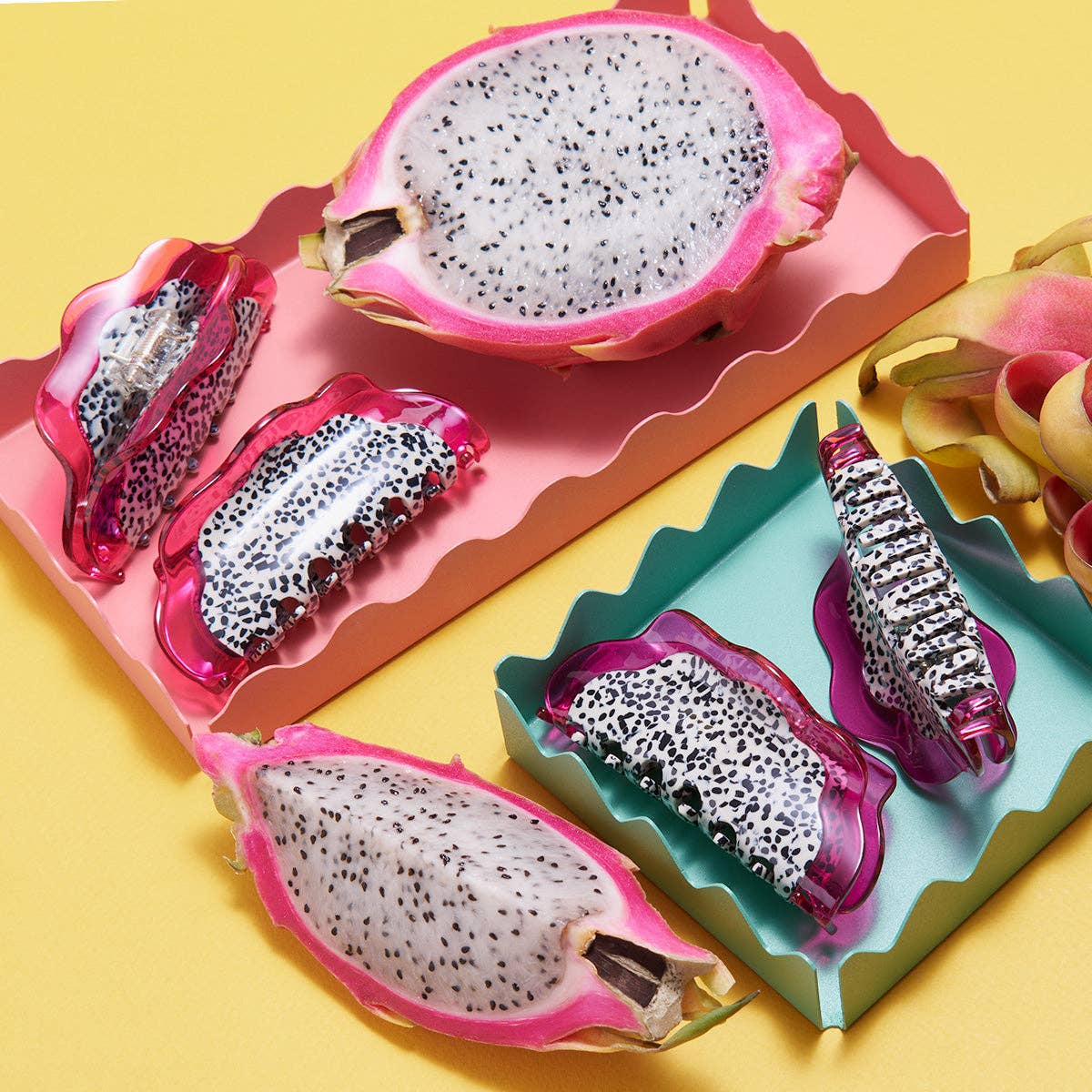 Dragon Fruit Hair Claw Speckled Pink