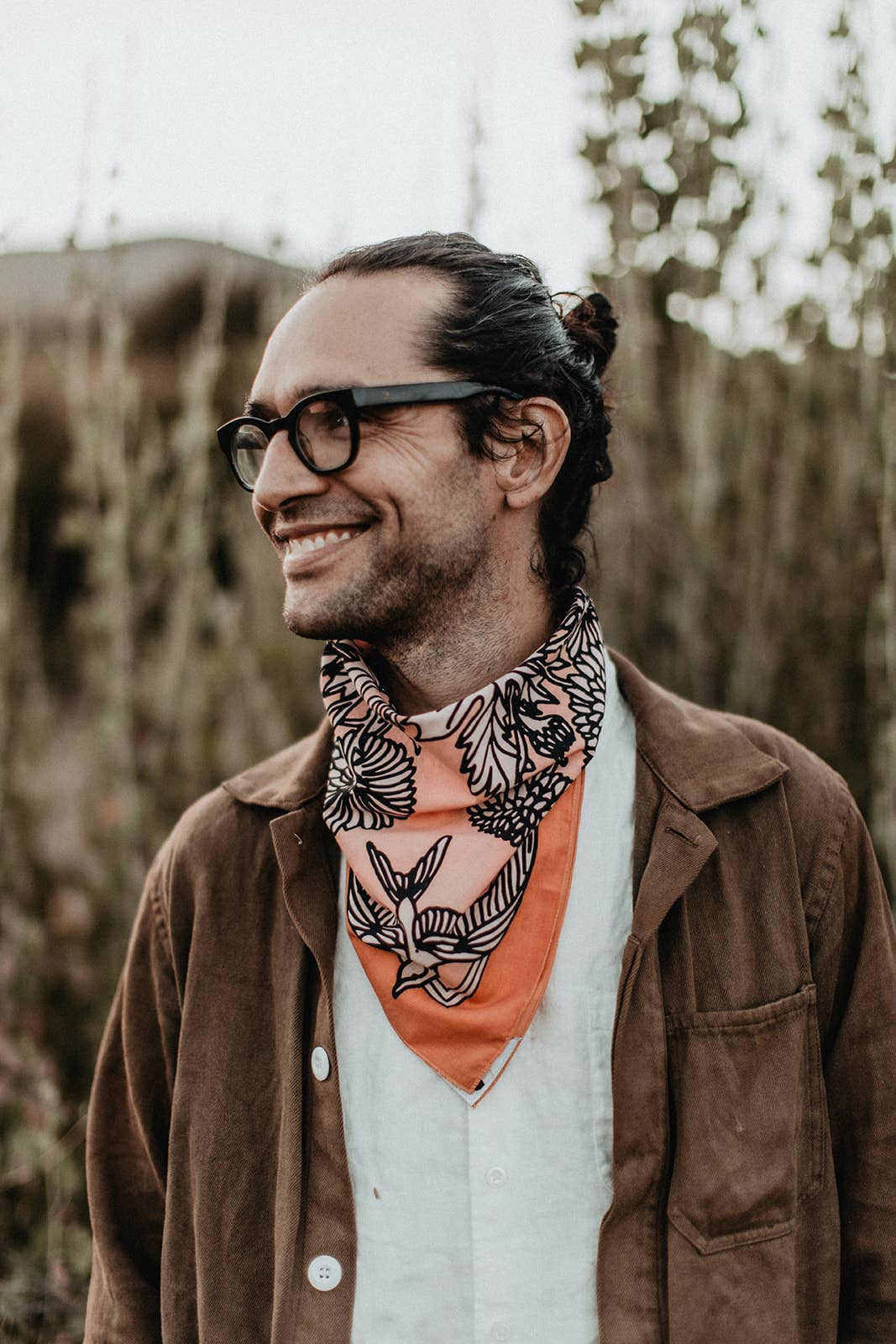 Organic Cotton Bandana • Life In Flight • Orange & Pink