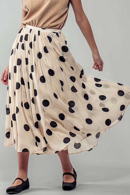 Polka Dot Midi Skirt • Cream