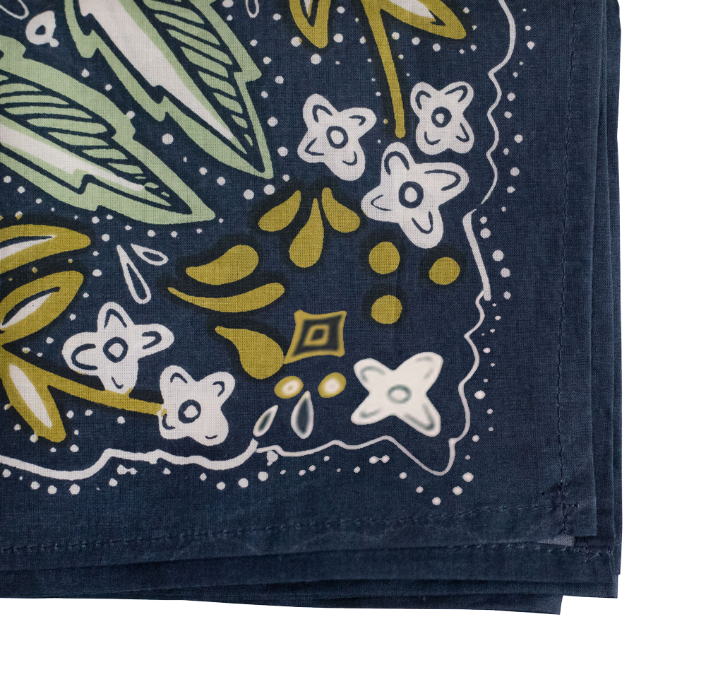 Cotton Bandana No. 017 Amelia Navy Blue