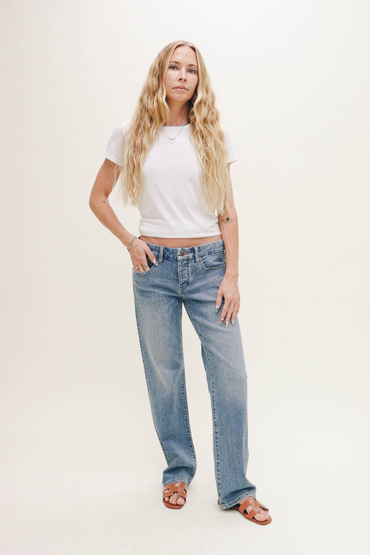 Oliver Logan • Winston Low Rise Wide Leg • True Blue Worn