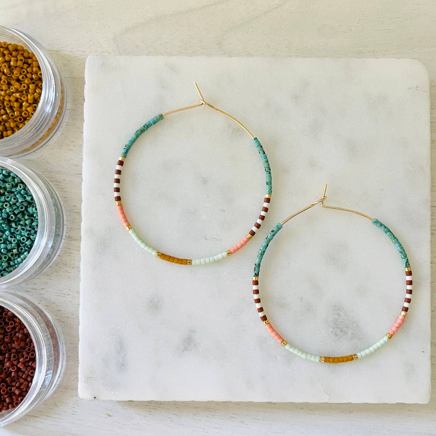 Beaded Hoop Earrings • Phoenix • Pick Your Size