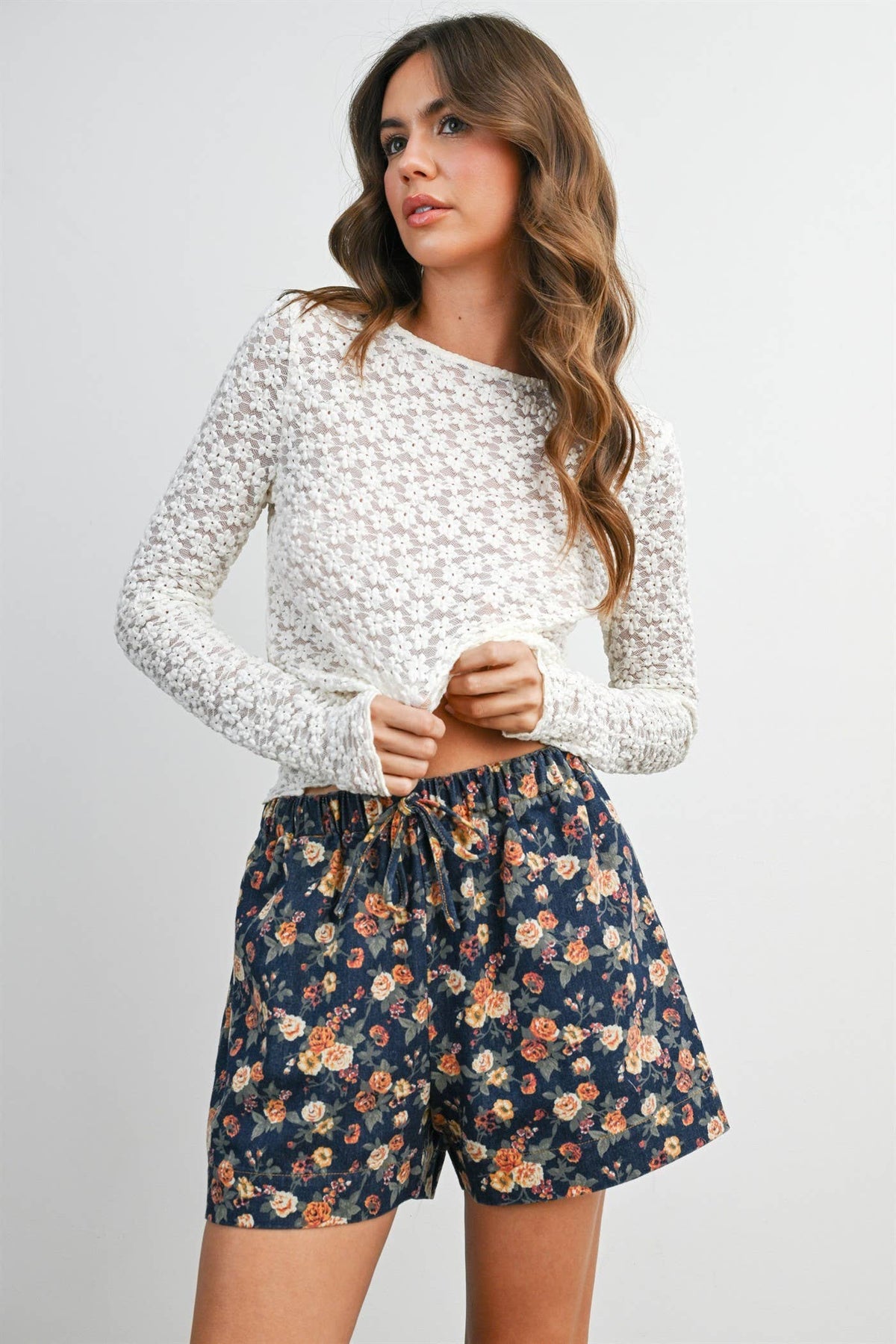 Ivory Textured Long Sleeve Top • Ivory