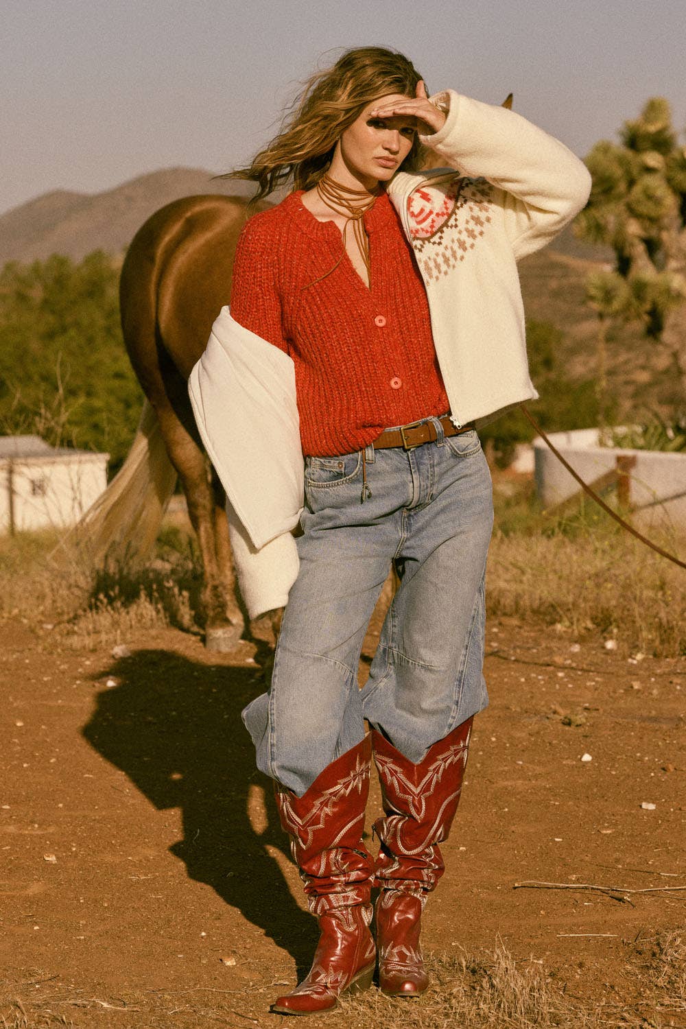 Crop Cardigan Sweater • Red Orange Confetti