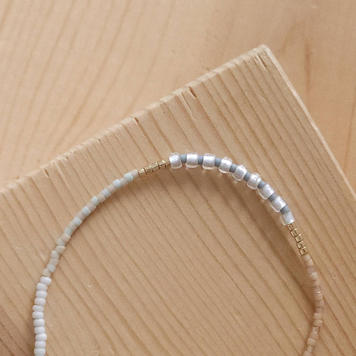 Adjustable Beaded Bracelet No. 101 Neutrals and Gold