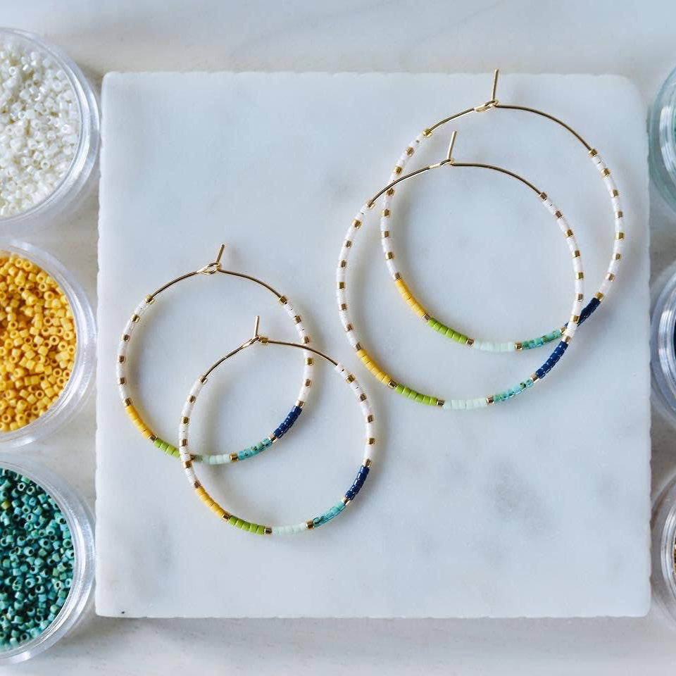 Beaded Hoop Earrings • Yacht Club • Pick Your Size