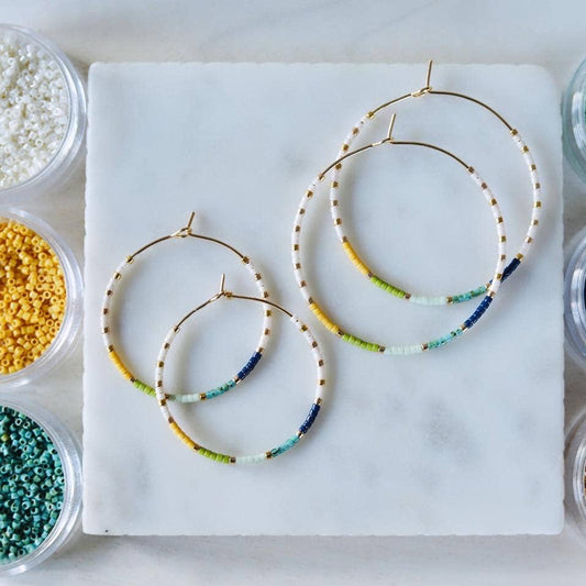 Beaded Hoop Earrings • Yacht Club • Pick Your Size
