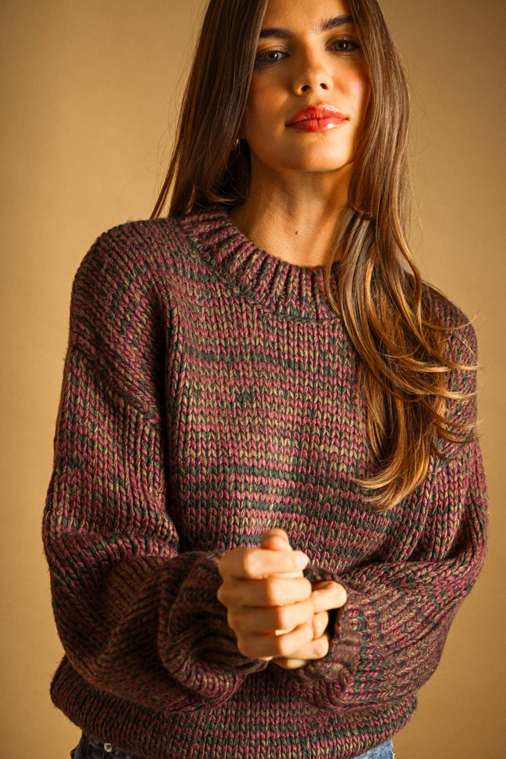 Multi Colored Crop Pullover Sweater • Rosewood