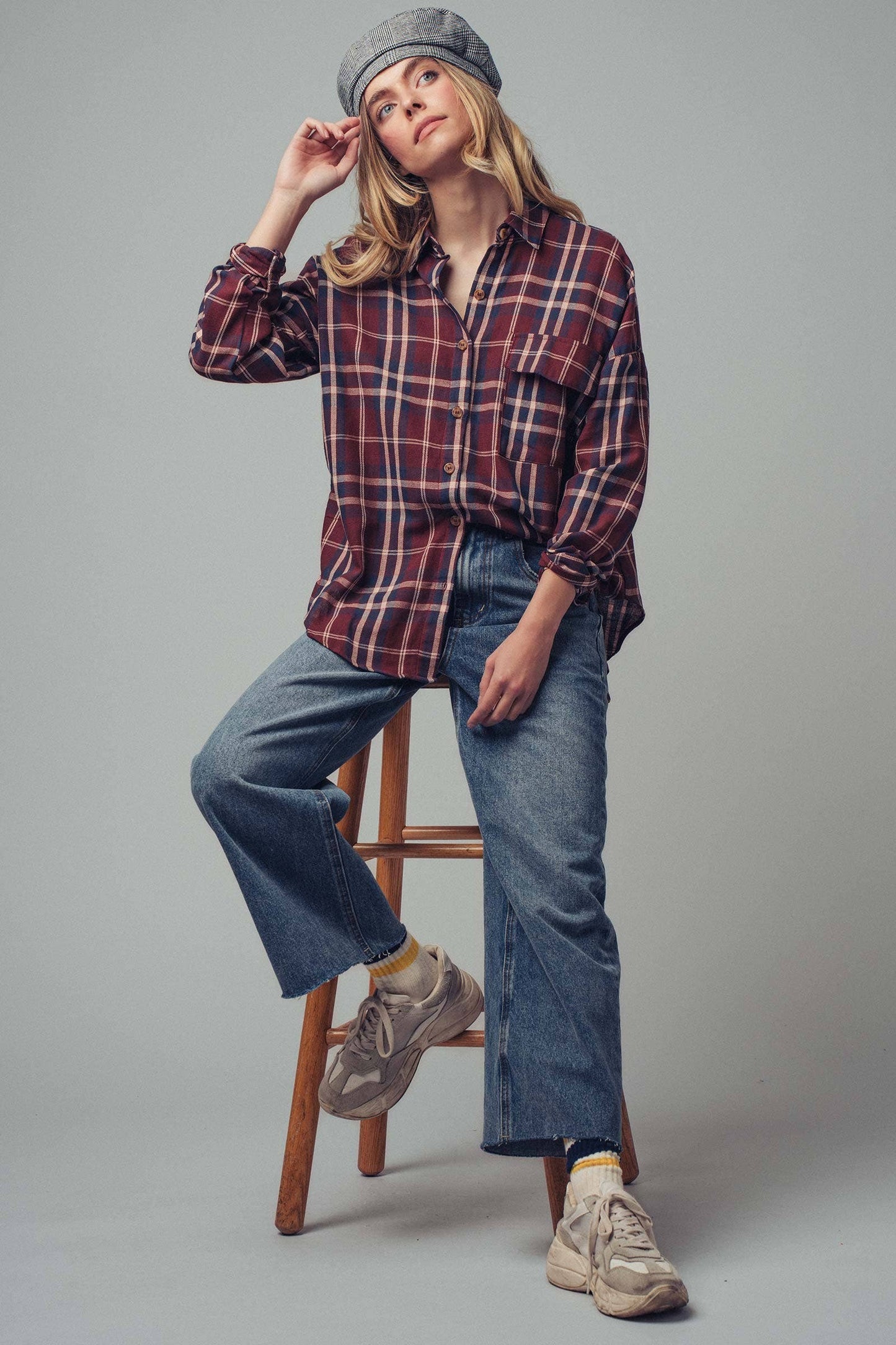 Classic Oversized Cotton Flannel • Burgundy Plaid