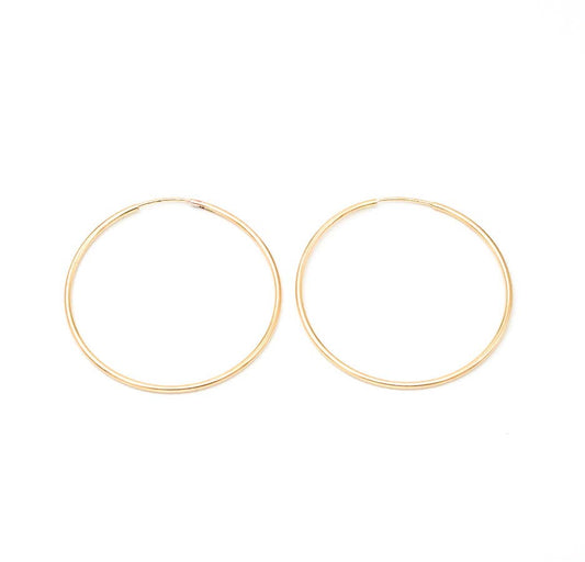 Thin Seamless Everyday Hoop Earrings • 14K Gold Fill • Medium