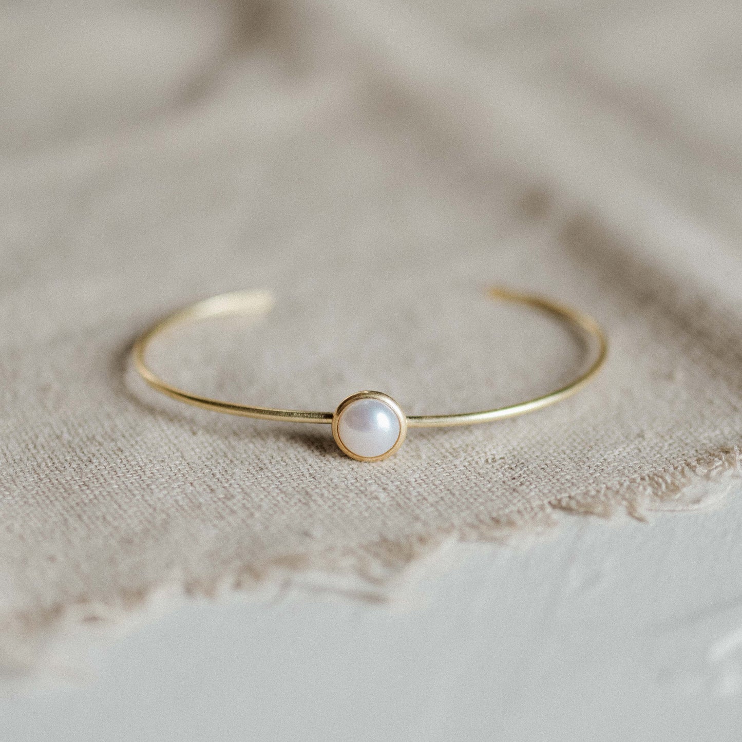 Common Form • Hyalite Stacker Cuff Bracelet • Brass & Pearl