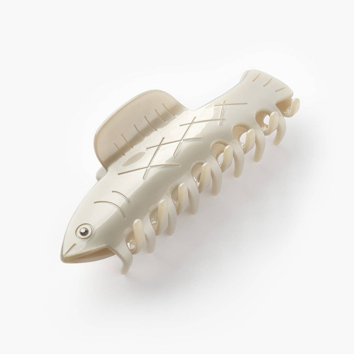Herring Fish Silver Acetate Hair Claw • Rhinestone Eye
