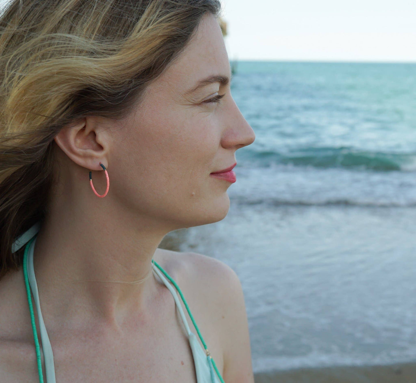 Alice Rice • Colorloop Beaded Hoop Earring • Midi  • Lemon Ice