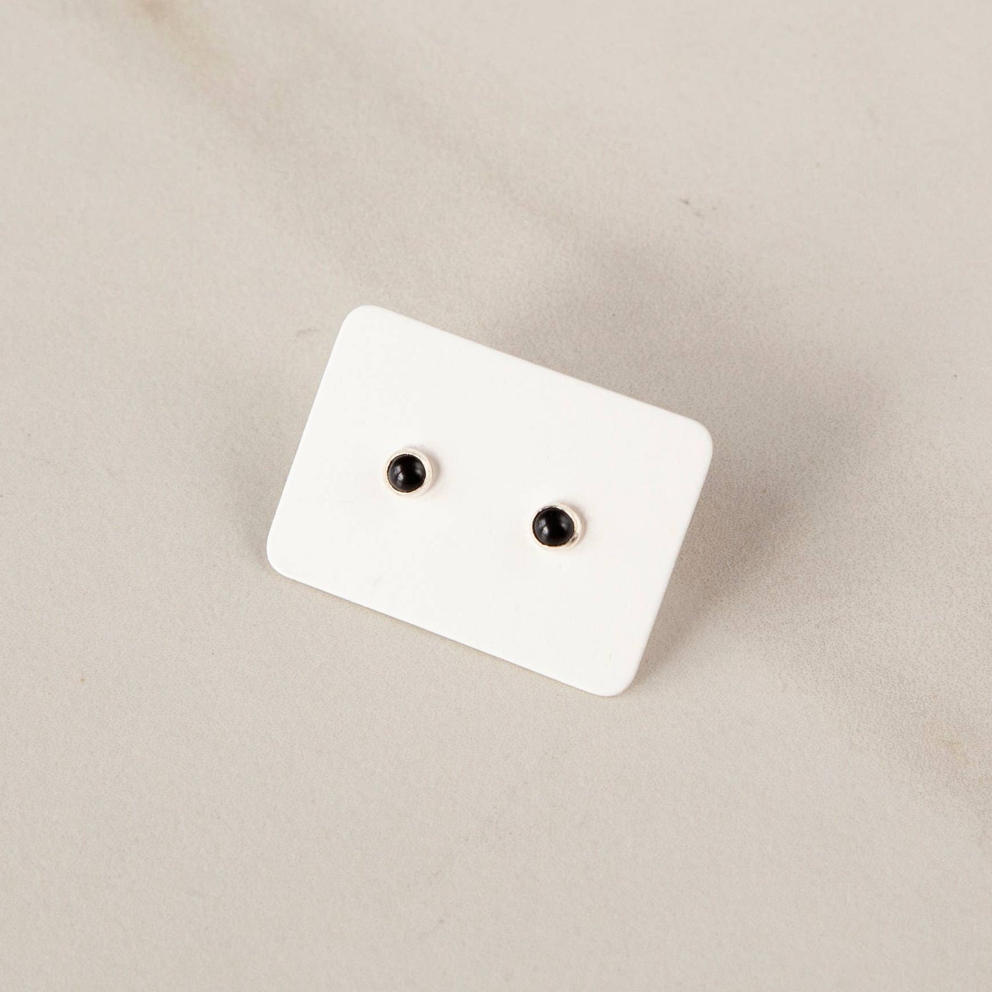 Small Gemstone Stud Earrings • Sterling Silver • Black Onyx