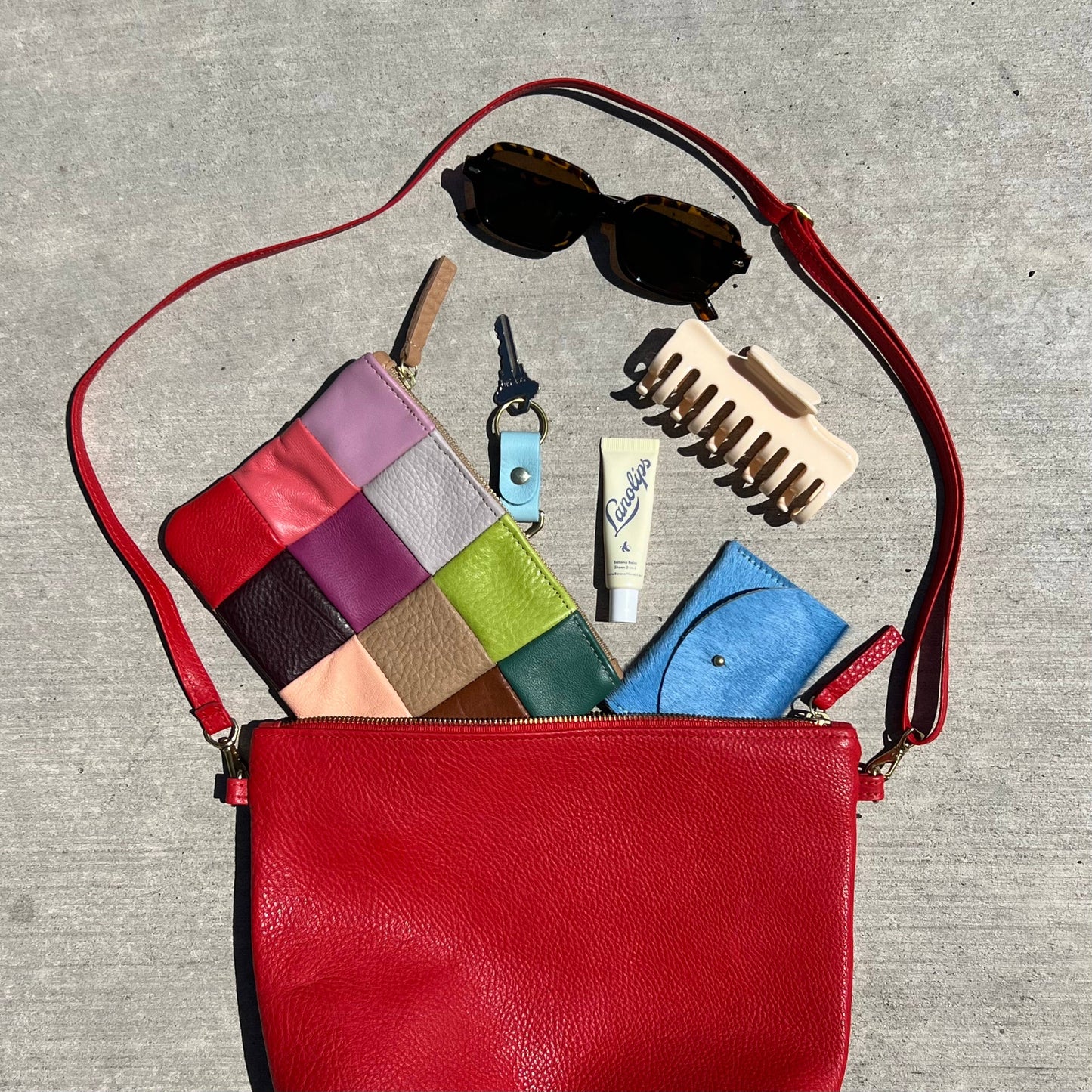 PRIMECUT • Mini Leather Hobo Purse • Tomato Red