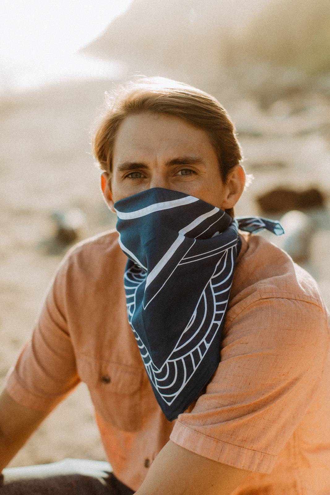 Organic Cotton Bandana • Breaking Waves • Navy