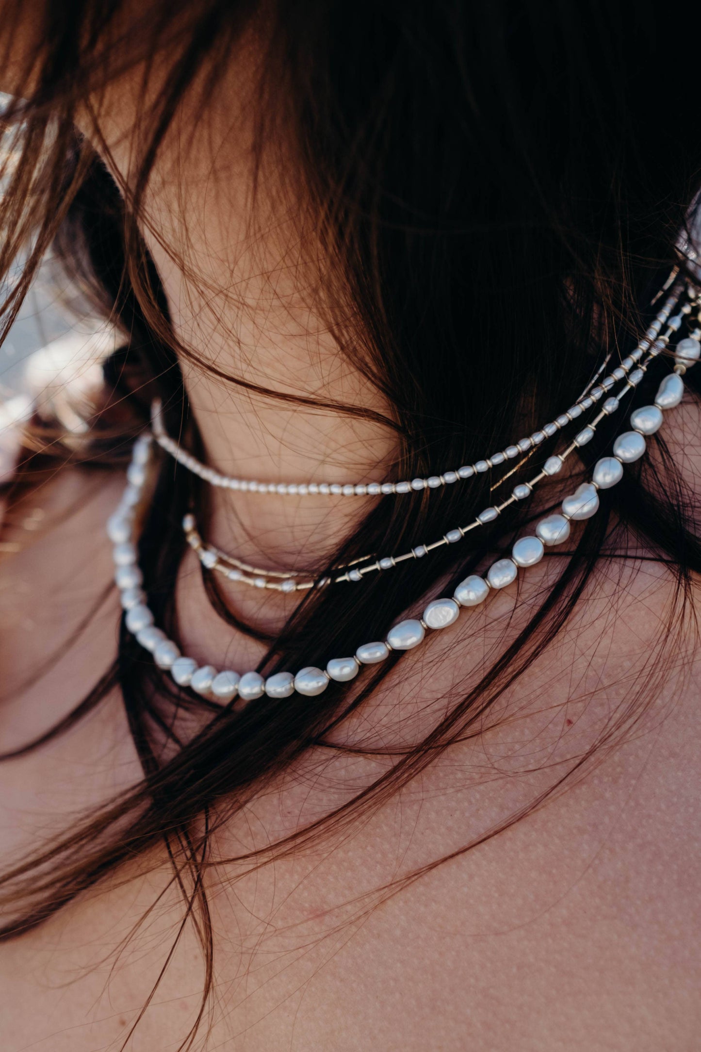 The Swell Life • Gold Stitch Pearl Necklace • 14K Gold Fill