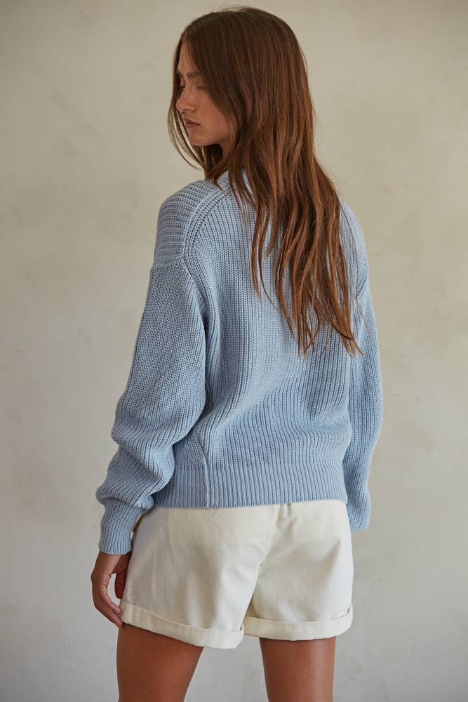 Ribbed Cotton Sweater • Light Blue