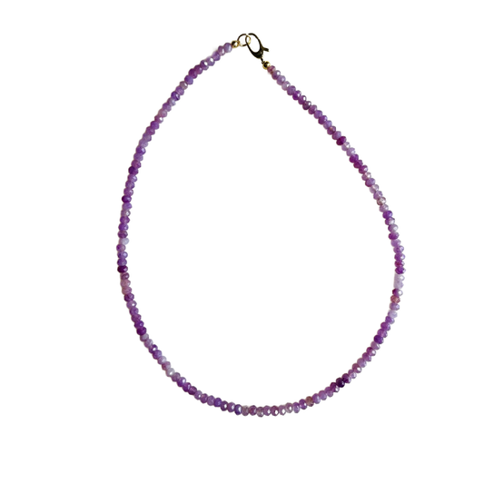 Dainty Candy Beaded Gemstone Necklace • Lavender